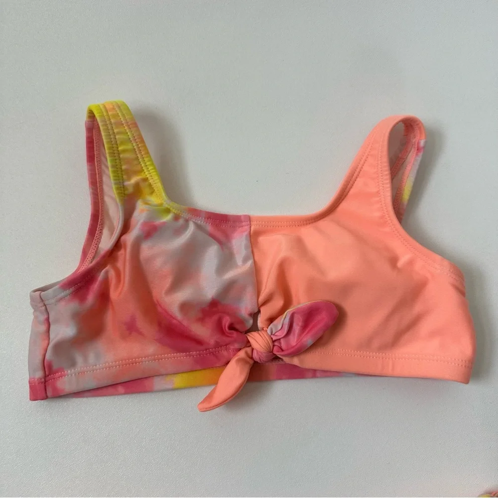 Justice Girls Tie Dye Two Piece Tie Knot Bathing Suit Padded Chest Size M/10